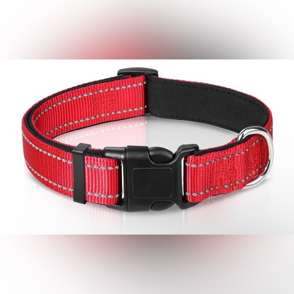 🐶 Reflective Dog Collar,Soft Neoprene Padded Breathable Nylon and Adjustable.
